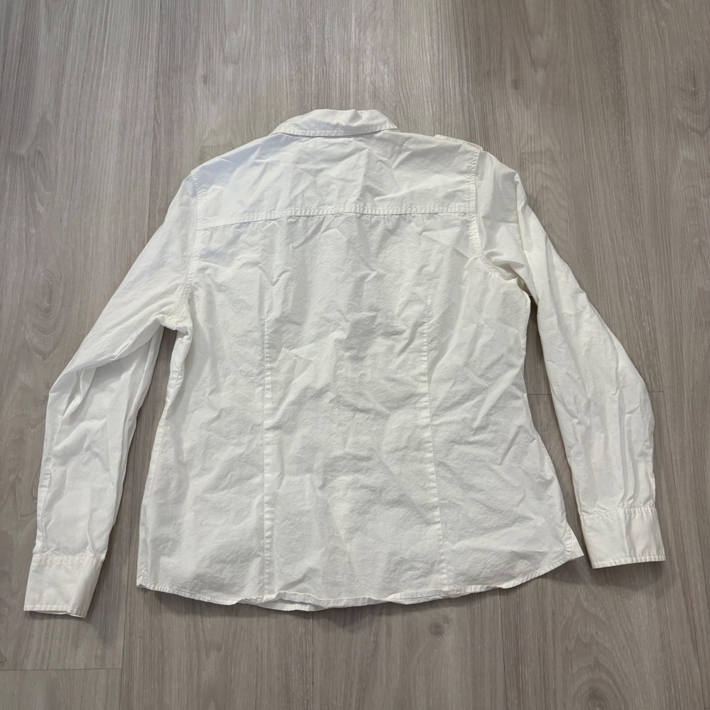 Tommy Hilfiger Womens Shirt White Button Down Utility Gold Buttons Epaulets XL - Picture 2 of 16